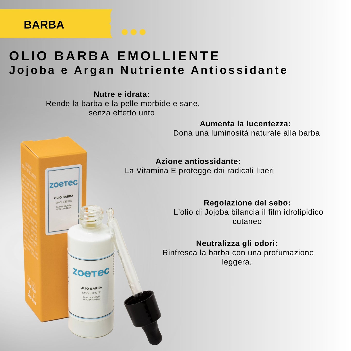 OLIO BARBA EMOLLIENTE olio di jojoba e argan 30 ml