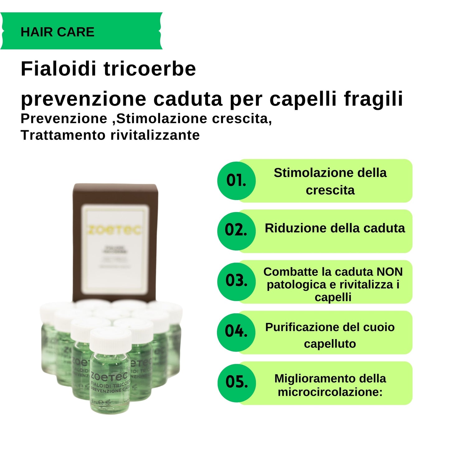 Lozione Stimolante per la Crescita dei Capelli Fragili - 10 Fialoidi