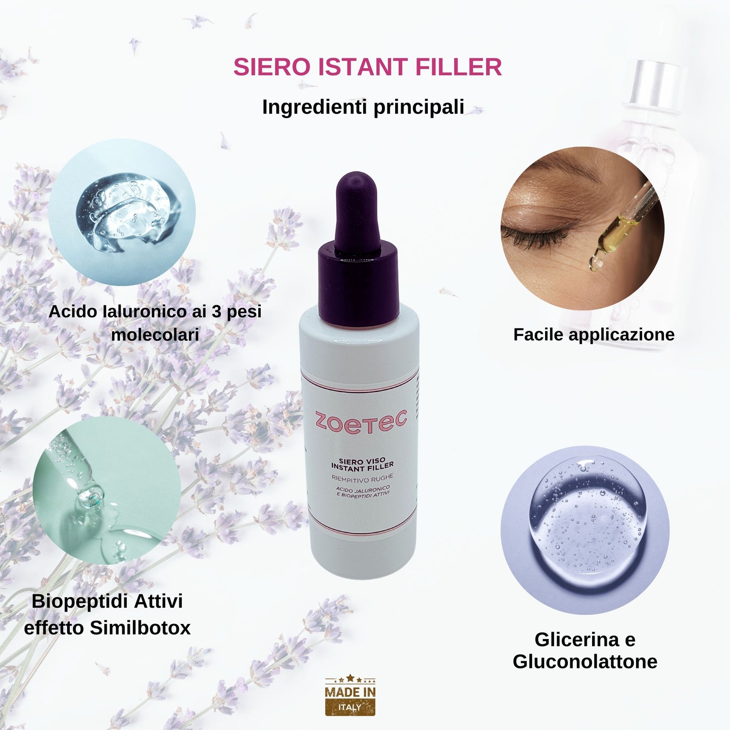 Siero Filler Istantaneo all'Acido Ialuronico e Biopeptidi Attivi - 30 ml