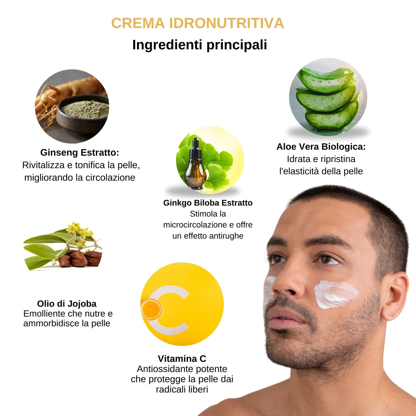 Crema Viso Idronutritiva Ginseng e Ginkgo Biloba - 50 ml -