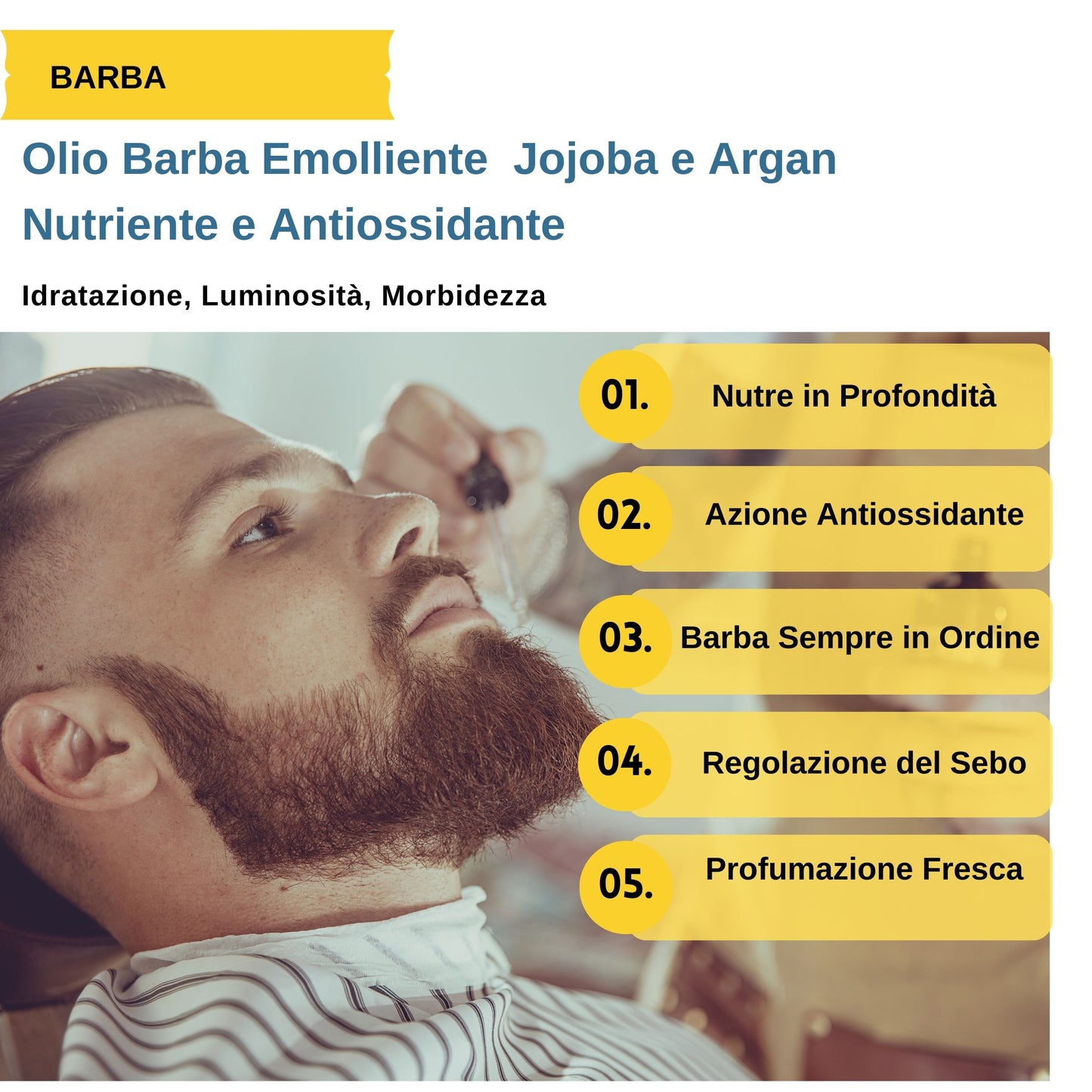 OLIO BARBA EMOLLIENTE olio di jojoba e argan 30 ml