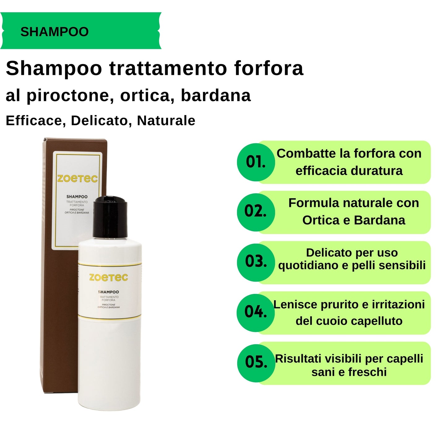 SHAMPOO TRATTAMENTO FORFORA  piroctone ortica e bardana 200 ml