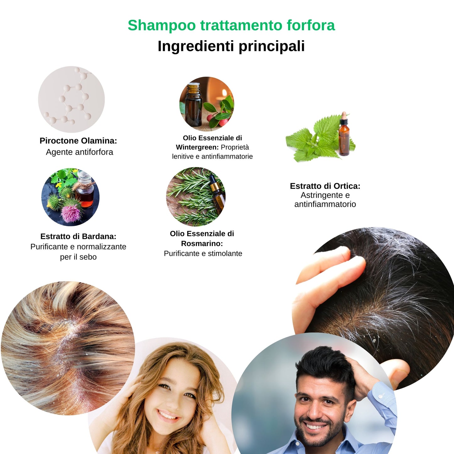 SHAMPOO TRATTAMENTO FORFORA  piroctone ortica e bardana 200 ml
