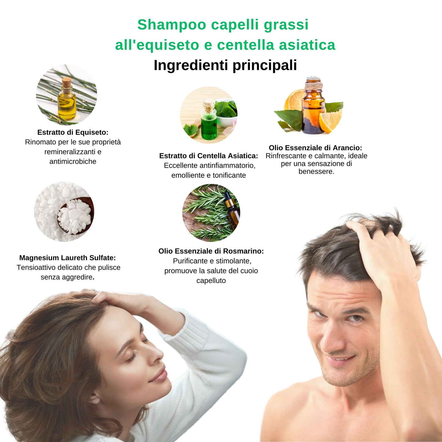 Shampoo Capelli Grassi Equiseto e Centella Asiatica - Formula Delicata 200ml