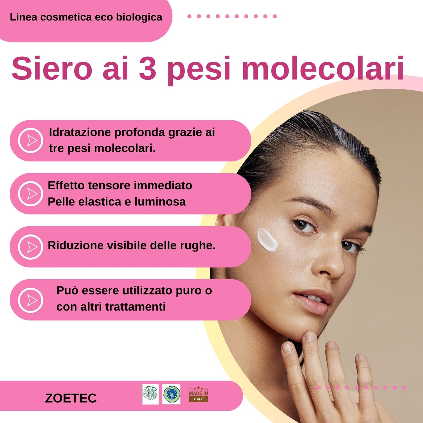 Siero viso acido Ialuronico puro a tre pesi molecolari -30ml